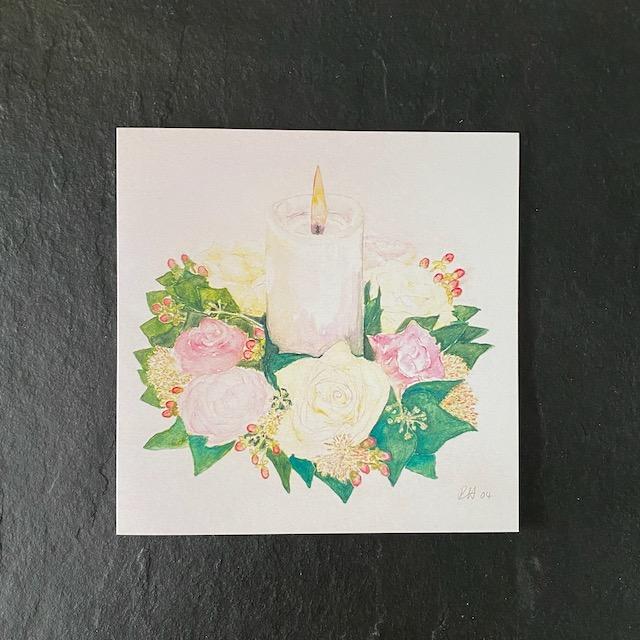 Karten Kerze mit Rosenkranz 2004 RH