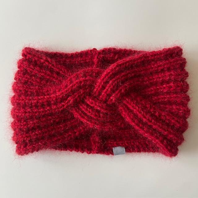 Stirnband gezopft Handgestrickt, Merino/Mohair