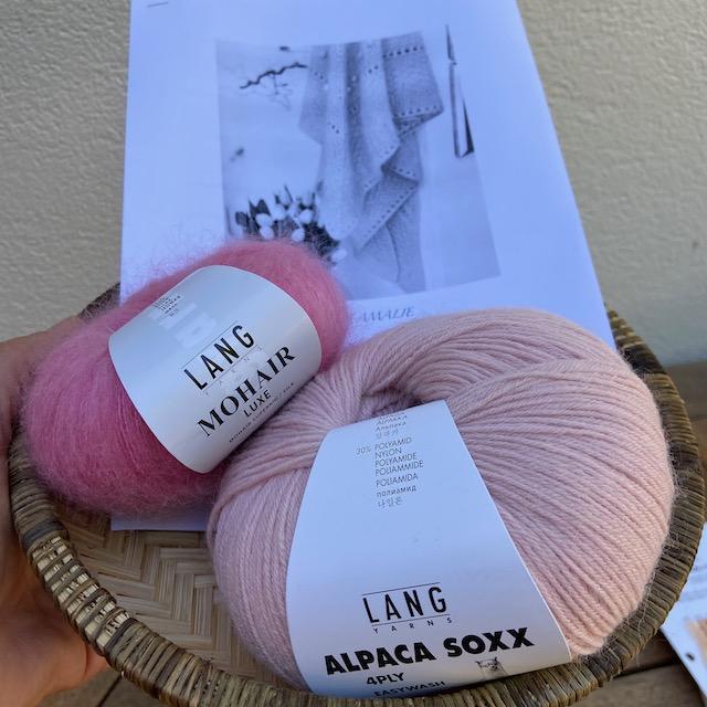 Strickpaket Tuch Amalie rosa u. MohairLuxe