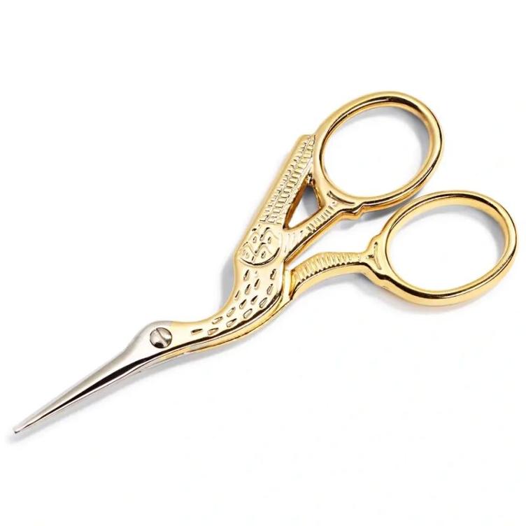 Handarbeitsschere Storch/Kranich 9cm vergoldet
