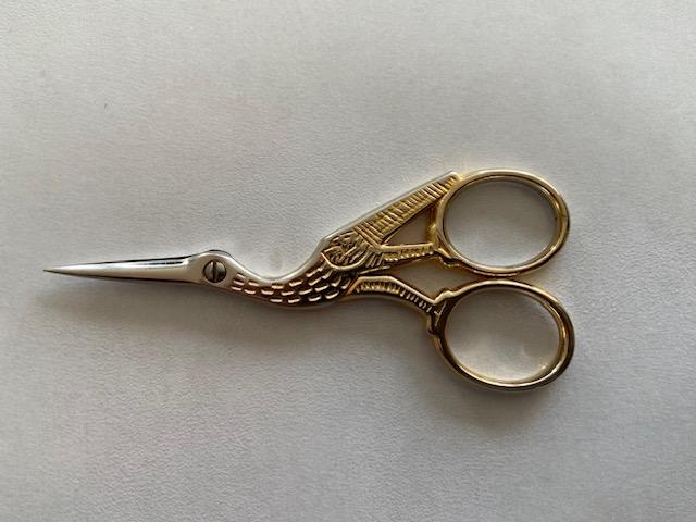 Handarbeitsschere Storch/Kranich 9cm vergoldet
