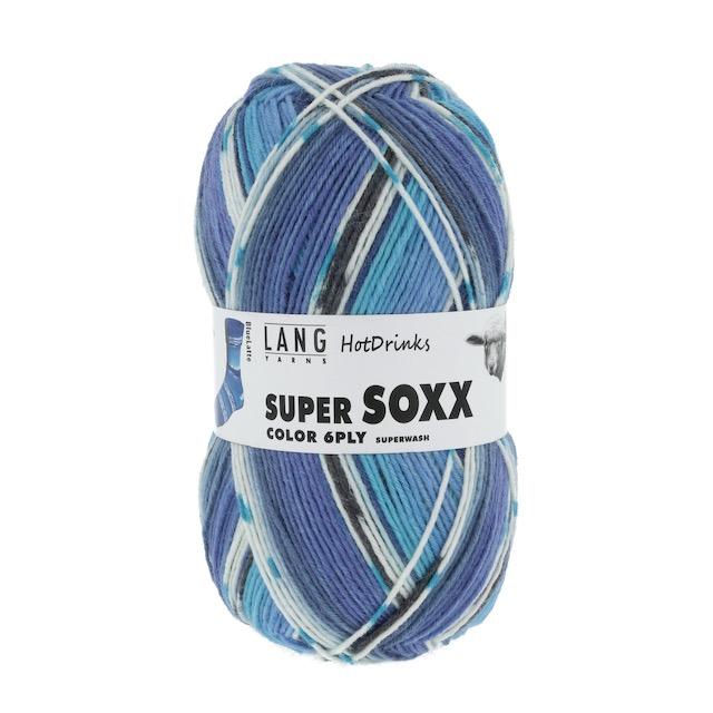 Super Soxx Color 6-fache Sockenwolle blau gemustert 150g Col 375 AH