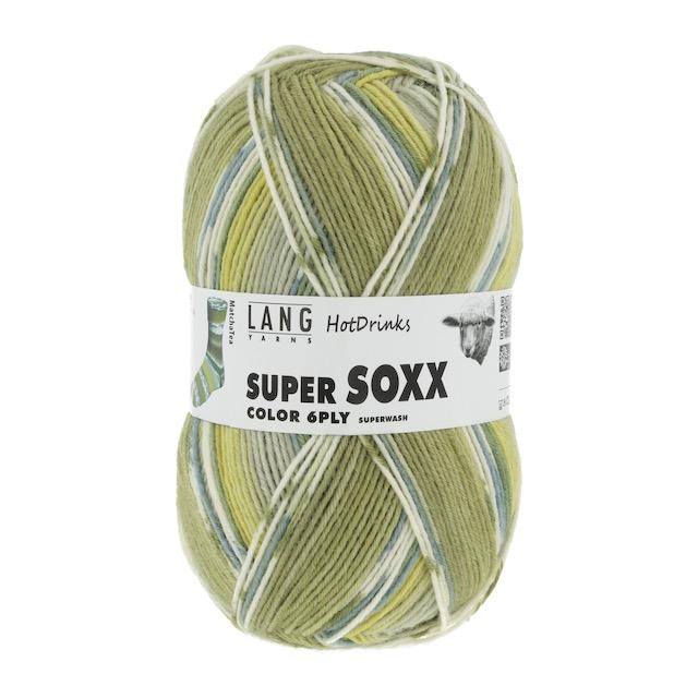 Super Soxx Color 6-fache Sockenwolle olive gemustert 150g Col 378 AH