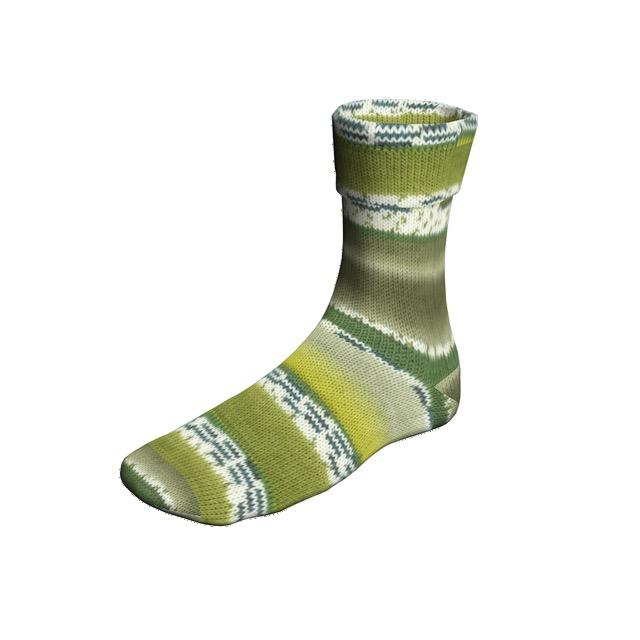 Super Soxx Color 6-fache Sockenwolle olive gemustert 150g Col 378 AH - 1
