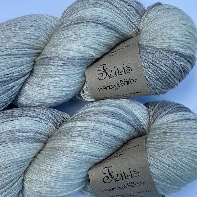 Feilis Merino Seide coconut milk 125g/400m handgefärbt Col F1101