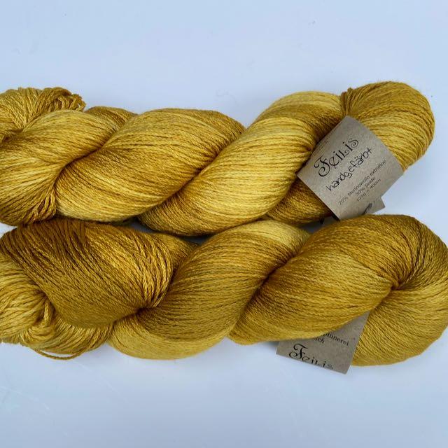 Feilis Merino Seide indischgelb 125g/400m handgefärbt Col F1111