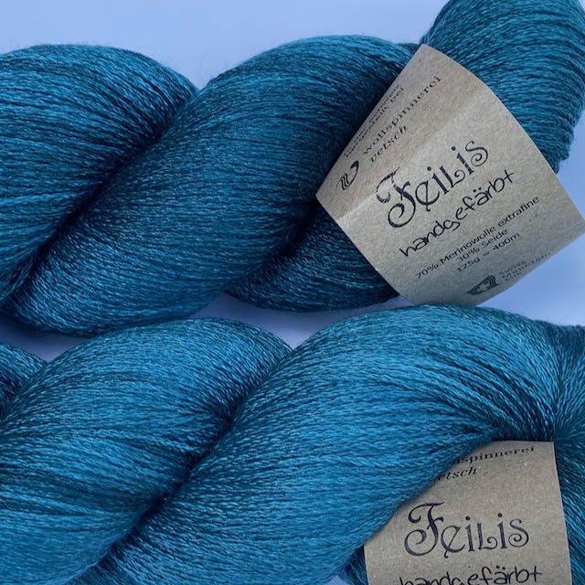 Feilis Merino Seide quetzelgreen 125g/400m handgefärbt Col F1114