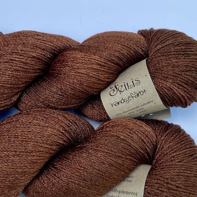 Feilis Merino Seide brownie 125g/400m handgefärbt Col F1123